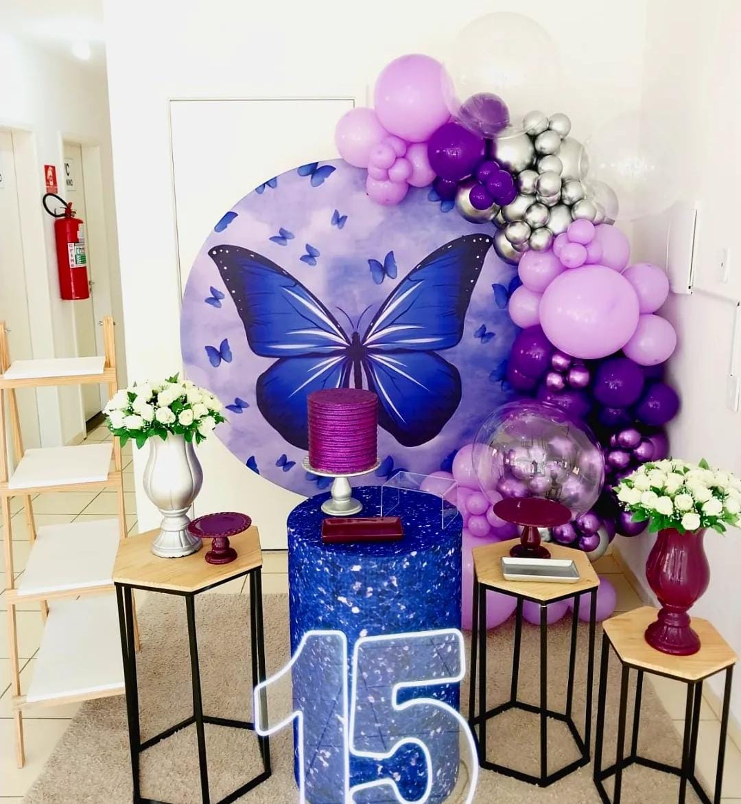 Decoração 15 anos Borboleta Roxa